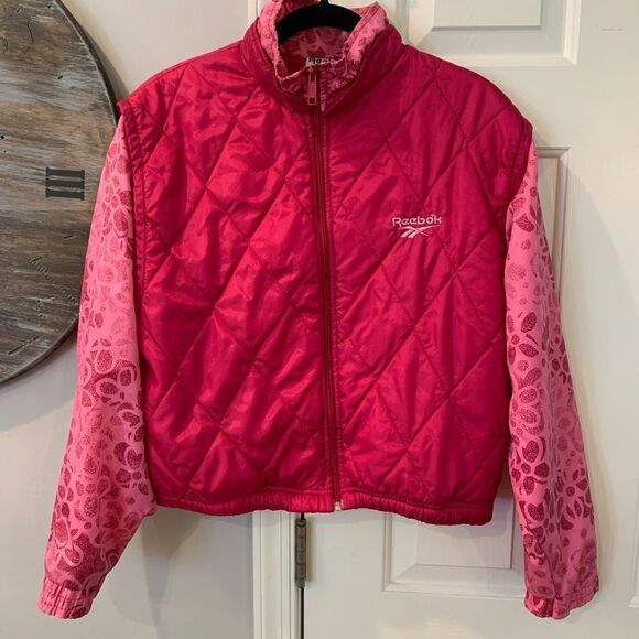 Reebok Jackets & Blazers - Reebok Vintage Pink Puffer Zip Up Jacket M EUC